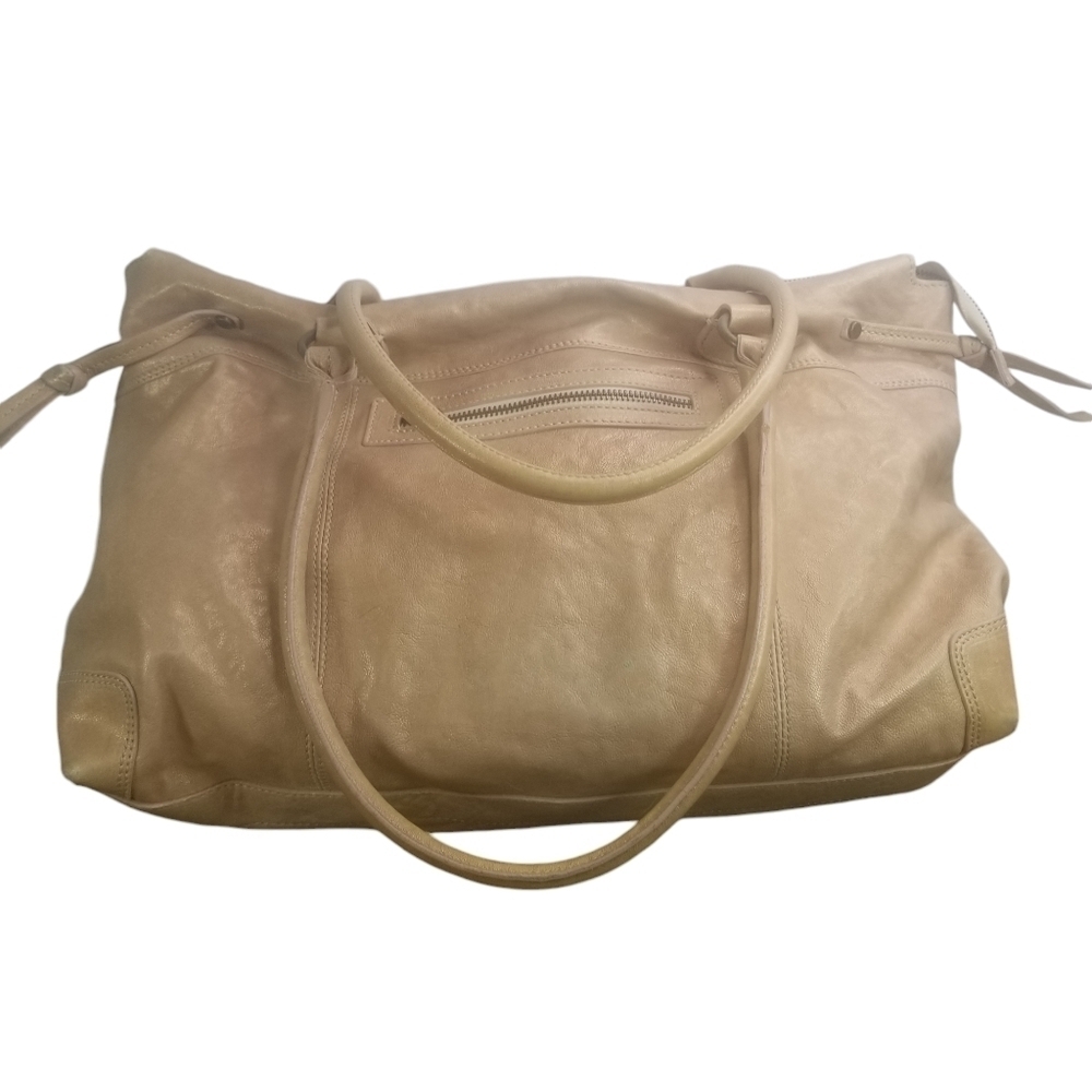 Garnet Hill light rose gold soft italian leather tote purse
